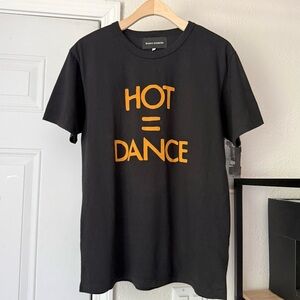 NWT BIANCA CHANDON black cotton text crew neck short sleeve tee t-shirt